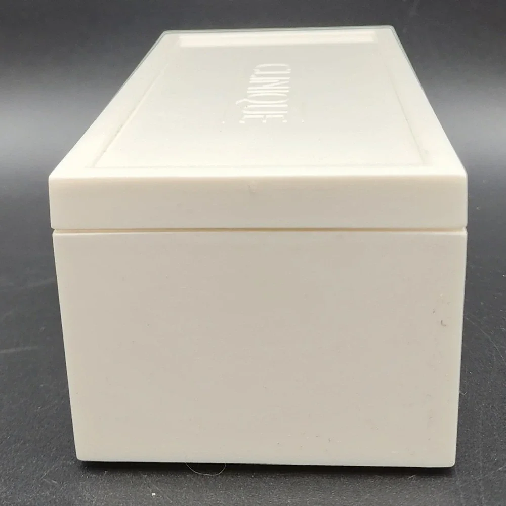 Clinique White Plastic Vanity Storage Box Case Makeup Skincare Organizer Decor